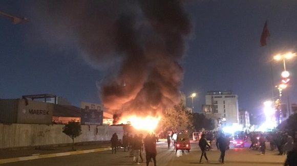 خێوەتگەیێکی زیارەتکارانی کەربەلا لە لایەن تێکدەرانەوە سووتێندرا