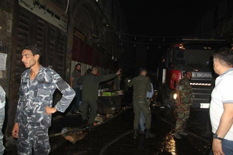 ئاگرێكی گەورە لە ناوەڕاستی بازاری دیمەشق كەوتەوە