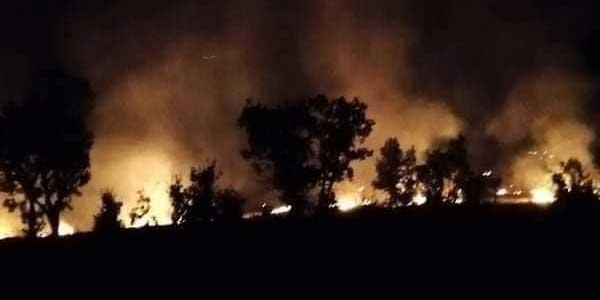 آتش سوزی وسیع در منطقه برادوست استان اربیل در پی حمله هوایی ترکیه