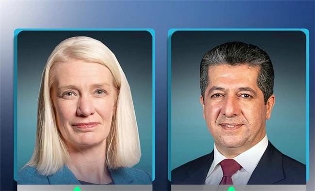 بررسی حملات اخیر به اربیل در  گفتگوی تلفنی نخست وزیر اقلیم کردستان و وزیر انگلیسی
