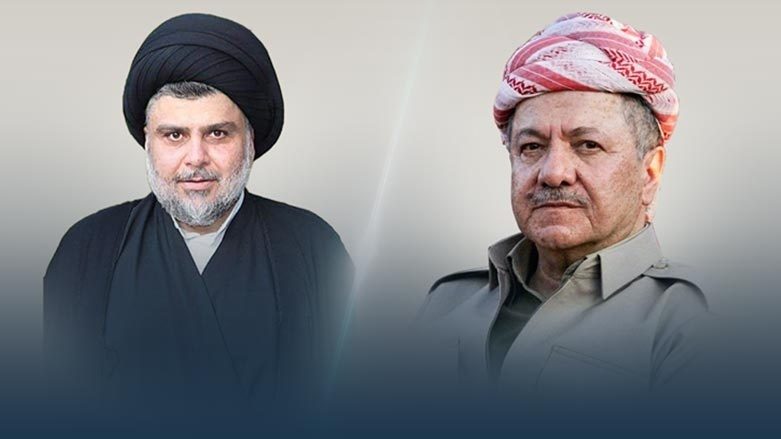 مەسعوود بارزانی و موقتەدا سەدر پیرۆزبایی پێکهێنانی هاوپەیمانیی "ڕزگاریی نیشتمان " لە یەکتر دەکەن