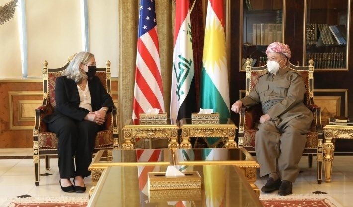 مەسعوود بارزانی و باڵیۆزی ئەمەریکا پێشهاتەکانی پڕۆسەی سیاسیی عێراق تاوتوێ دەکەن
