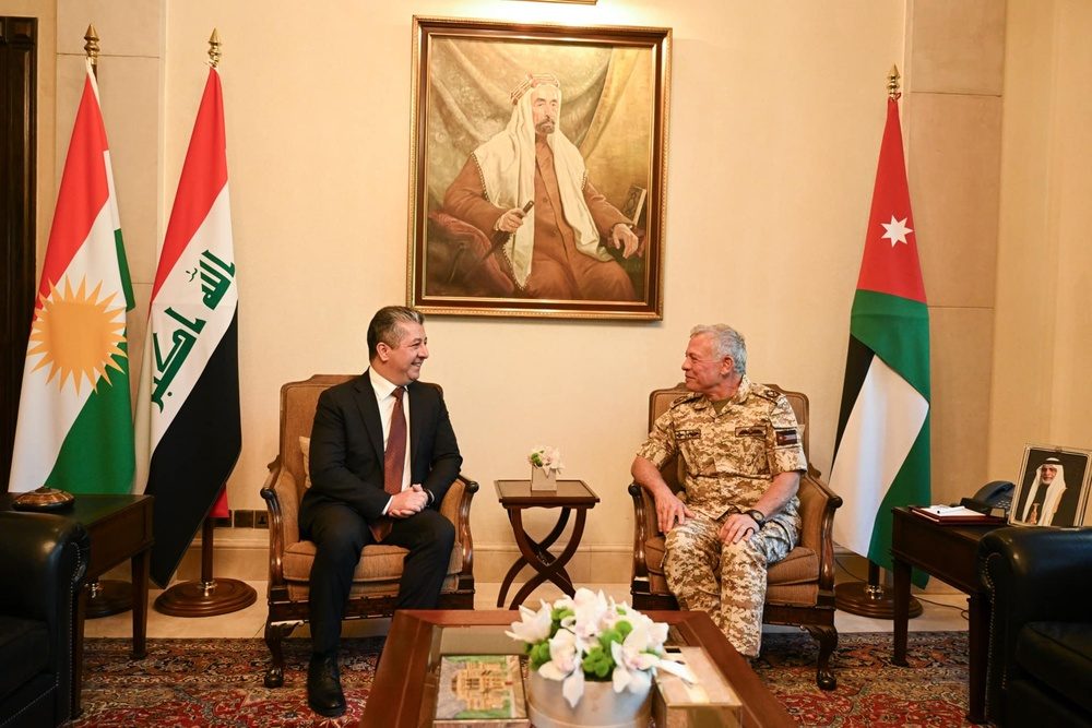دیدار نخست‌وزیر اقلیم کردستان با پادشاه اردن و تاکید دوطرف بر گسترش همکاری‌ها