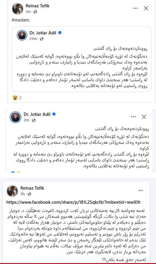افشاگری جنجالی ریناز توفیق؛ اتهامات سنگین علیه مسئولان رسانهای اقلیم