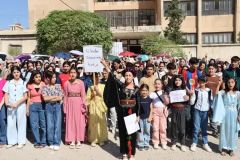 Protests against restrictions on Kurdish language education continue in Syrian Kurdistan