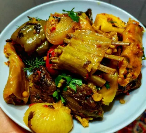 طرز تهیه دلمه کردی؛ یک غذای محلی خوش‌عطر با برگ مو و سبزیجات